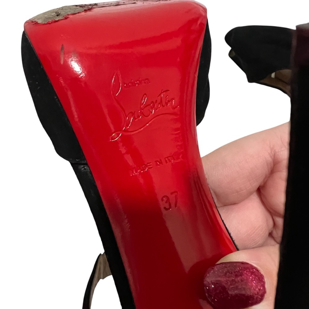 Christian Louboutin Black Peep-Toe Heels - Picture 9 of 11